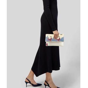 5 for $25! RACHEL PALLY Floral Canvas Leather Flap Clutch